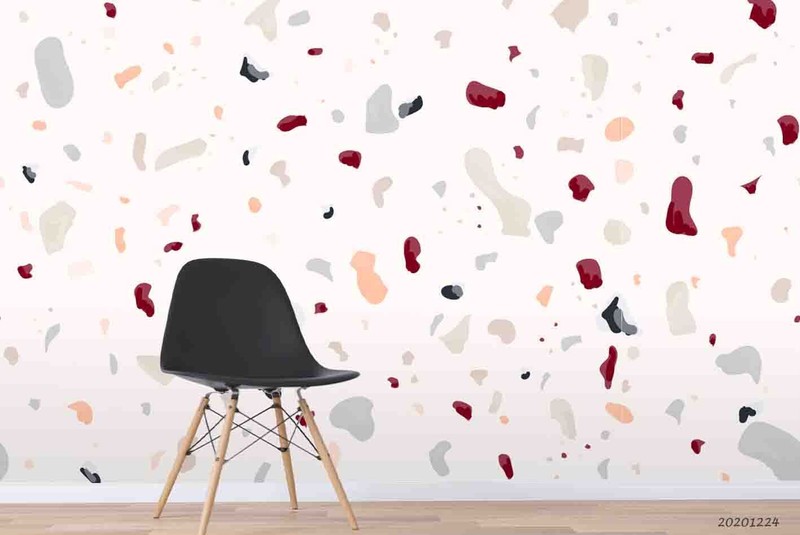 3D Terrazzo Pattern Pink Self-adhesive Removeable Wallpaper Wall Mural