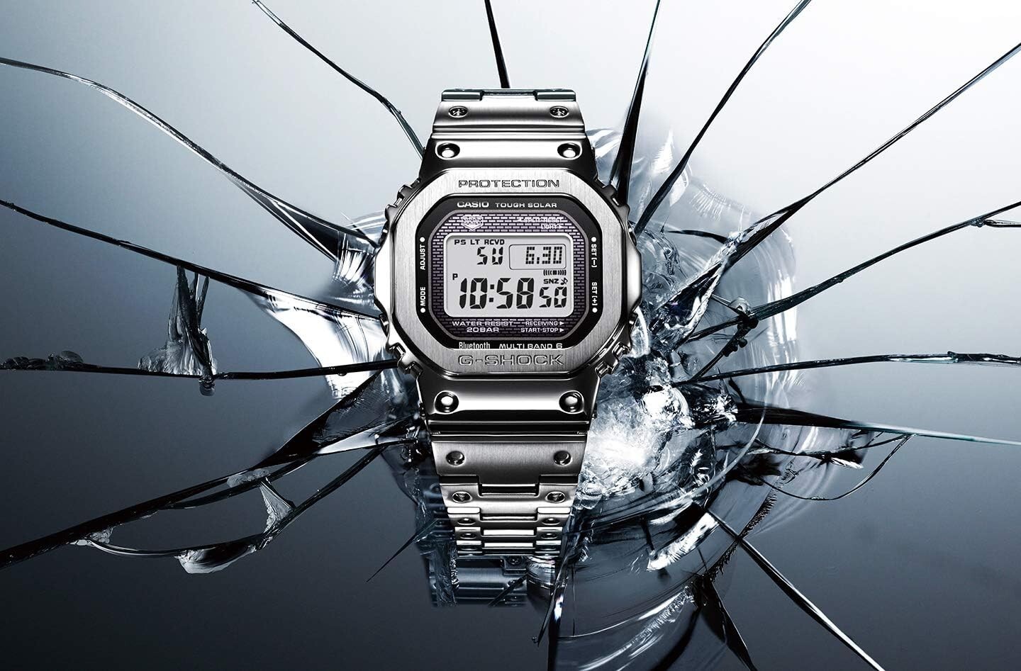 Pre-owned Casio G-shock Gmw-b5000d-1jf Silver Bluetooth Full Metal Men's Watch In Box