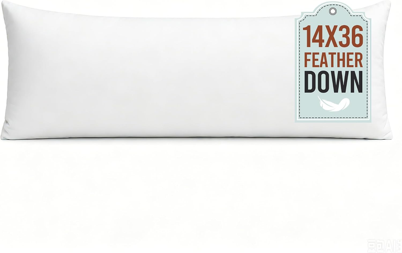 Puredown® Feather down Pillow Insert - 14X36 Throw Pillow, Large Lumbar Pillow I