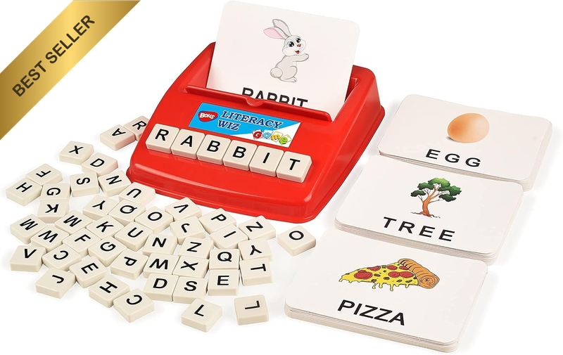 English Spelling Game for Kids, 60 Picture Cards, Uppercase