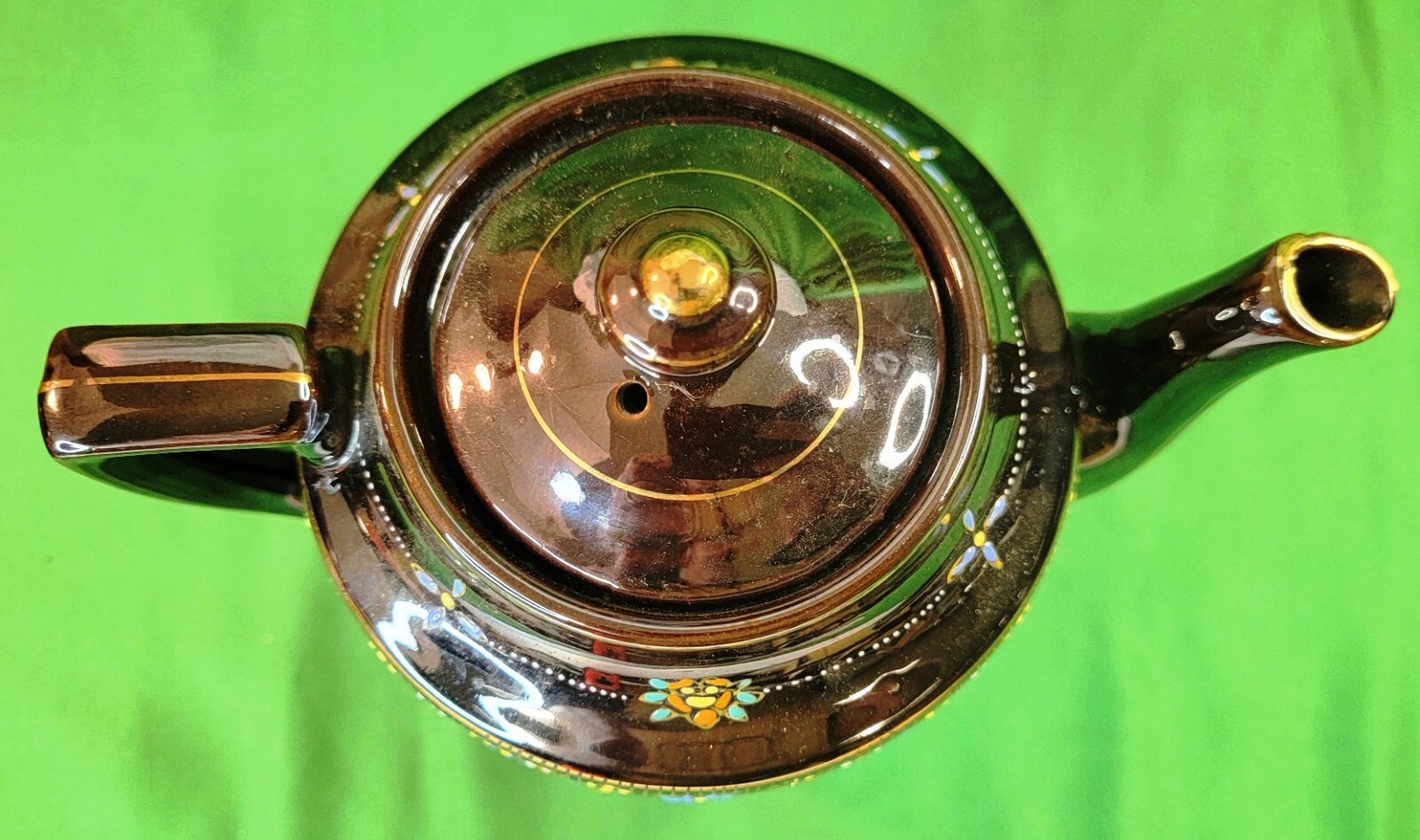 Beautiful Vtg Teapot Moriage Hand Painted Brown Glazed Pottery Occupied Japan - Picture 9 of 19