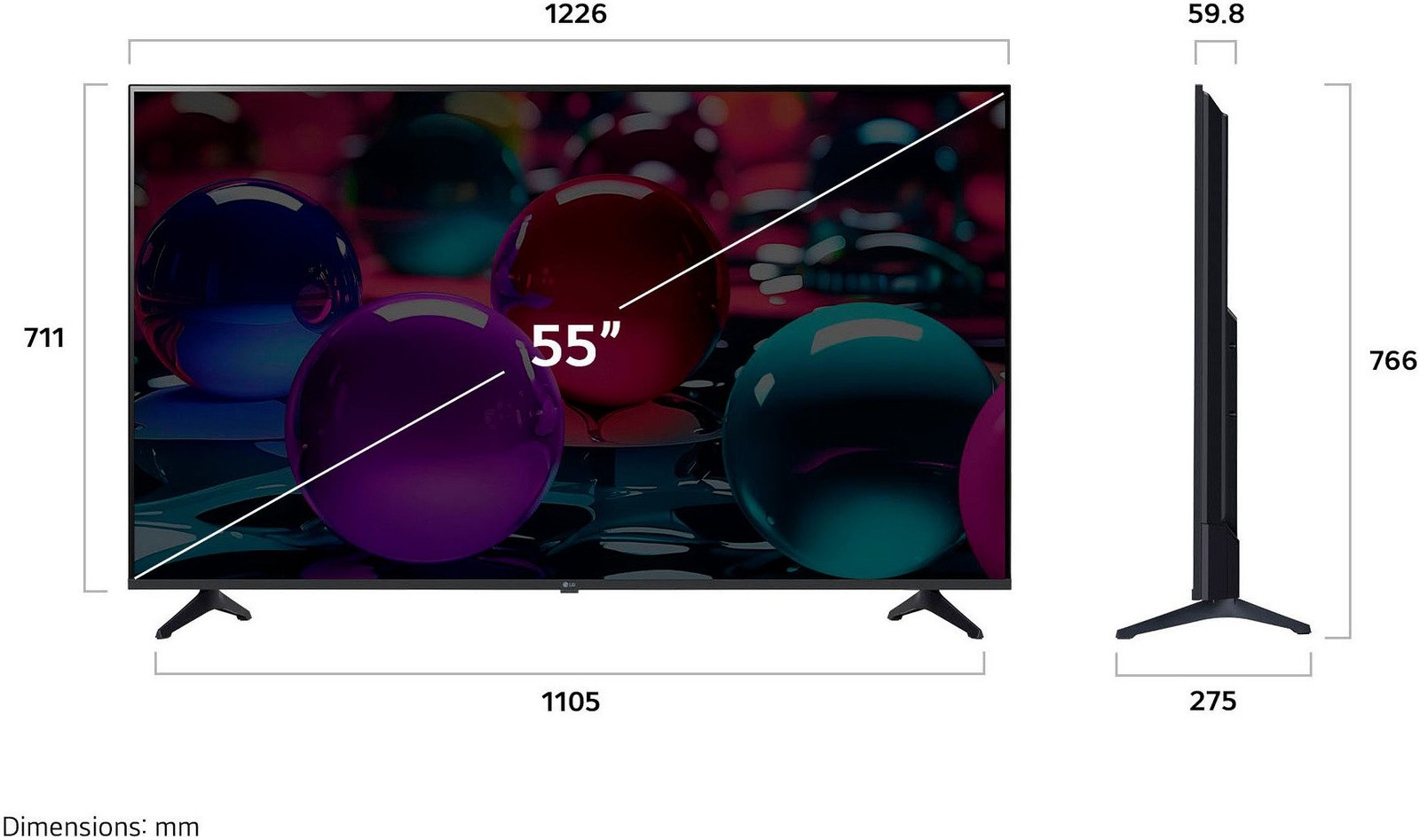LG Smart-TV 55UA73006LA 139 cm/55 Zoll LED-Fernseher 4K UHD 60Hz schwarz B-WARE - Bild 6 von 6
