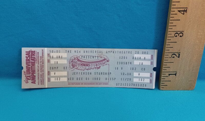 1982 Jefferson Starship at The New Universal Amphitheatre Ticket Stub