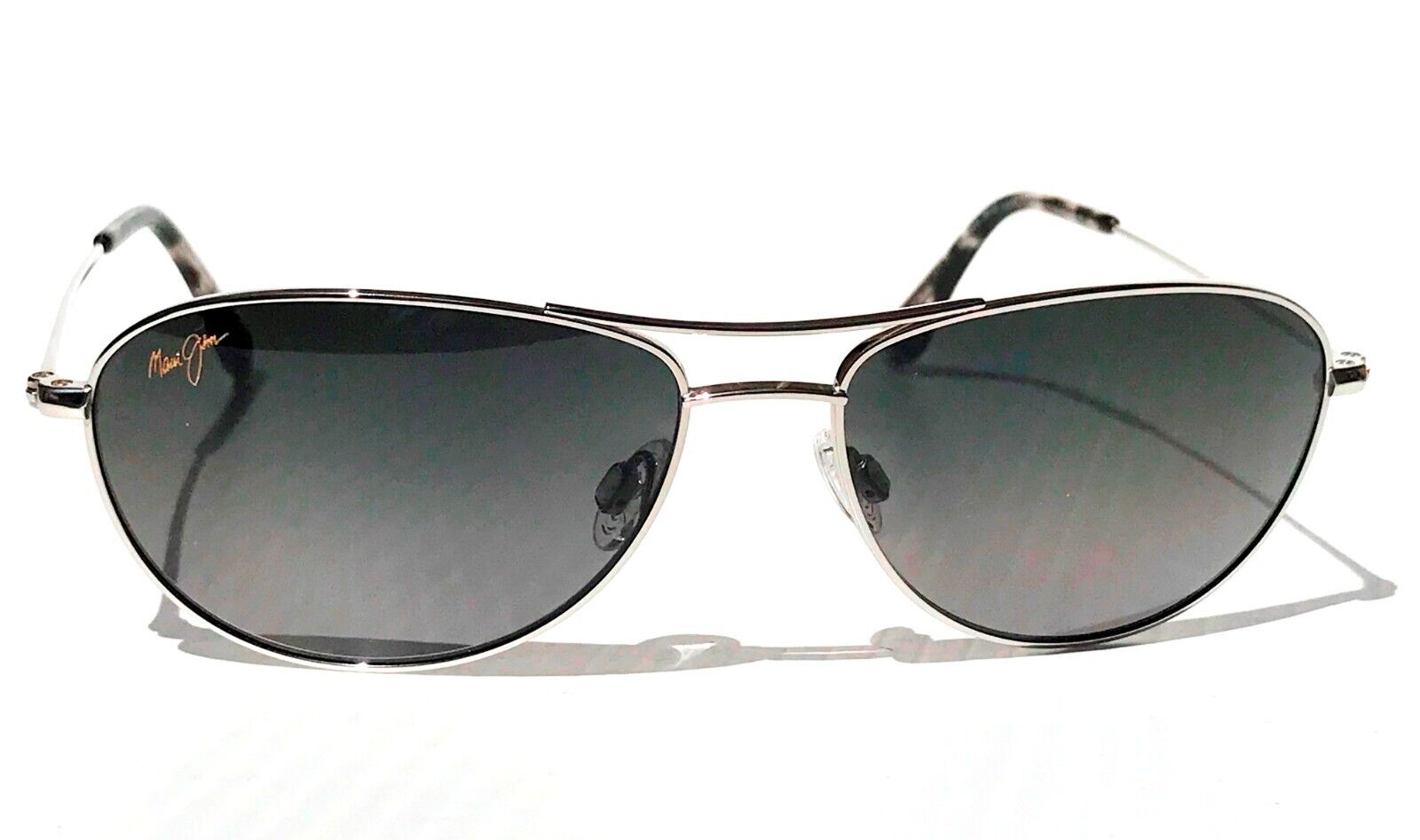 Pre-owned Maui Jim Baby Beach Silver Polarized Grey Lens Sunglass Gs245-17 In Gray