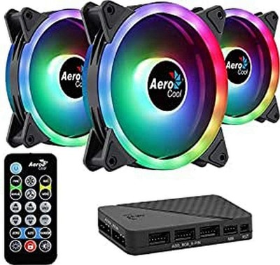 Aerocool Duo 12 Pro 3 x 12 cm ARGB LED PC Fans, 1 x H66F Hub, 1 x Remote Contro