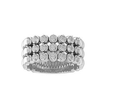 10K White Gold Round Lab Grown Diamond Fashion Ring Size 7 Gift For Women