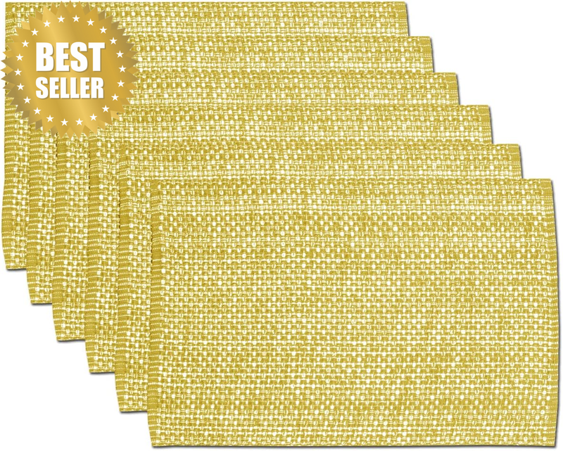 100% Cotton Placemats for Dining Room Rectangle Two Tone Woven Fabric 13" X 19"