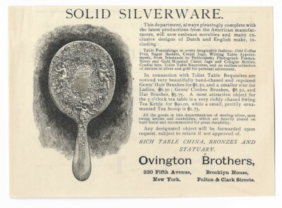 Antique 1800's Solid Silverware - Ovington Brothers - Hand Mirror - 1890 Art AD