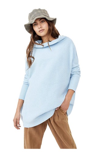 

Свитер-туника в рубчик Free People с напуском и воротником-стойкой  $ 148, Dream blue