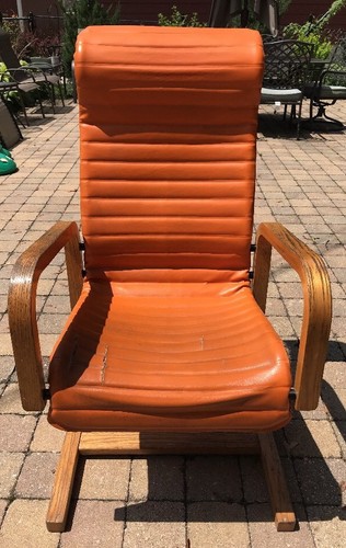 60s Thonet Vinyl Danish Cantilever Highback Bentwood SPACE AGE Mod Lounge Chair