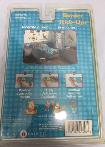Lot of 3 Disney Winnie The Pooh Border Stick- Ups Wall Border New And Sealed!!