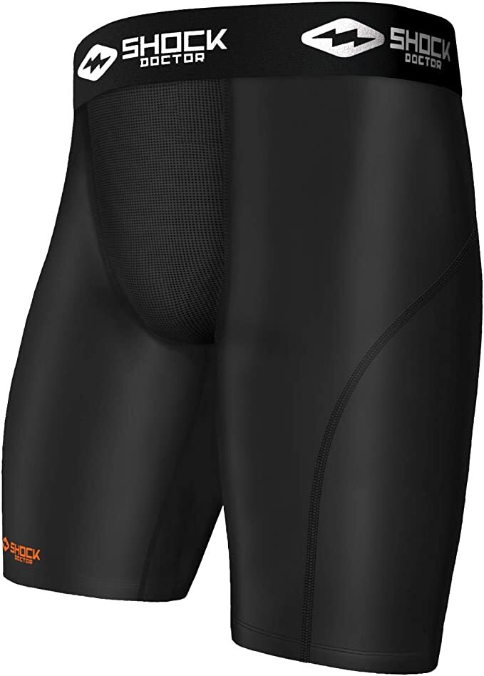 New SHOCK DOCTOR Core COMPRESSION SHORTS w/ Athletic Cup Pocket Boys Medium Blk