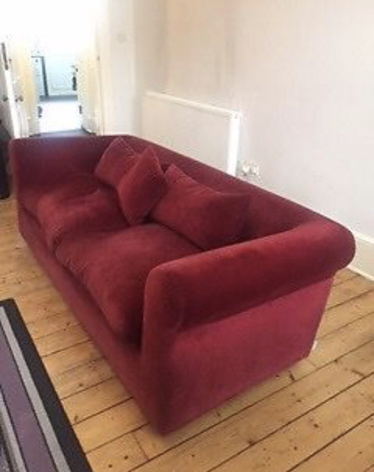 Large red velvet HABITAT 3 seater sofa in Southside, Glasgow Gumtree