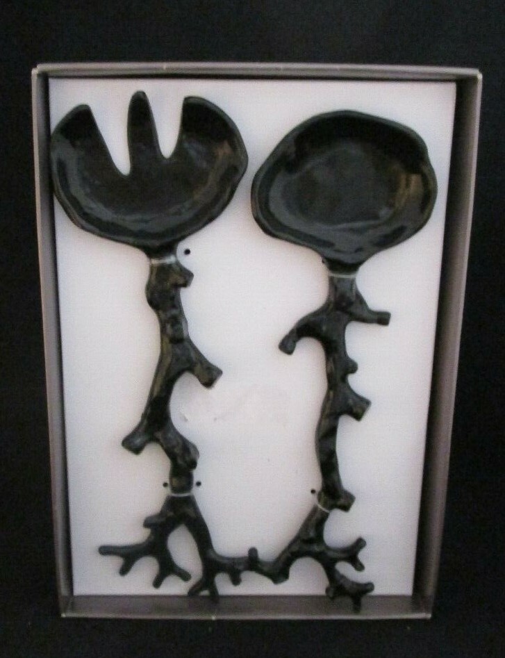 Michael Aram Madhouse Opaque Coral Salad Servers Black (Set of 2) FREE SHIPPING!