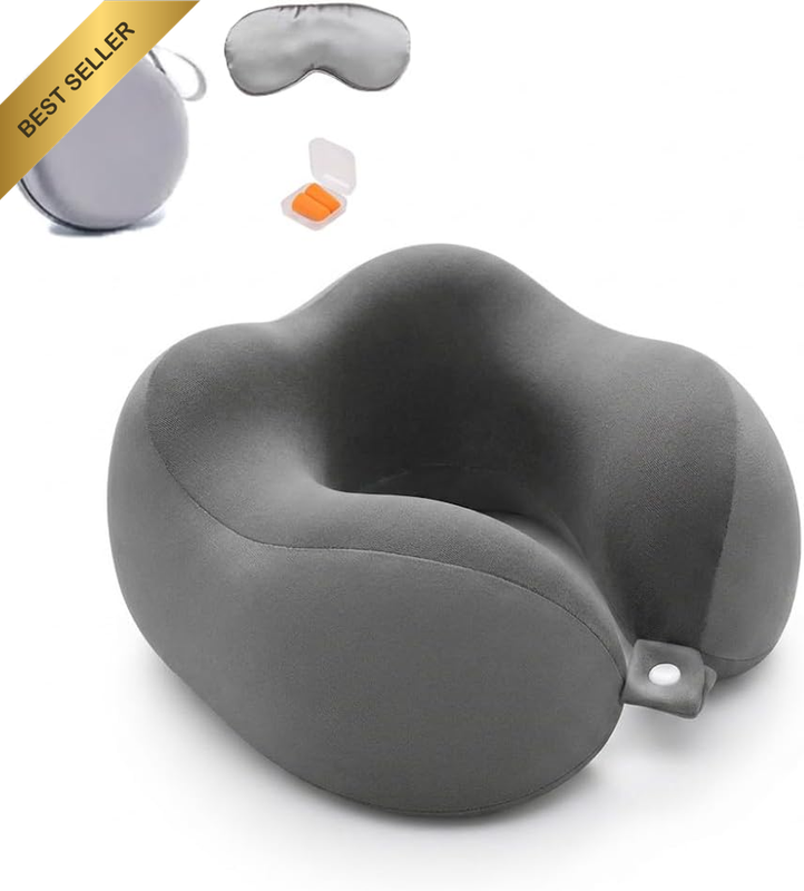 Travel Neck Pillow - Memory Foam, Breathable Soft U Shaped Pillow Neck & Head Su
