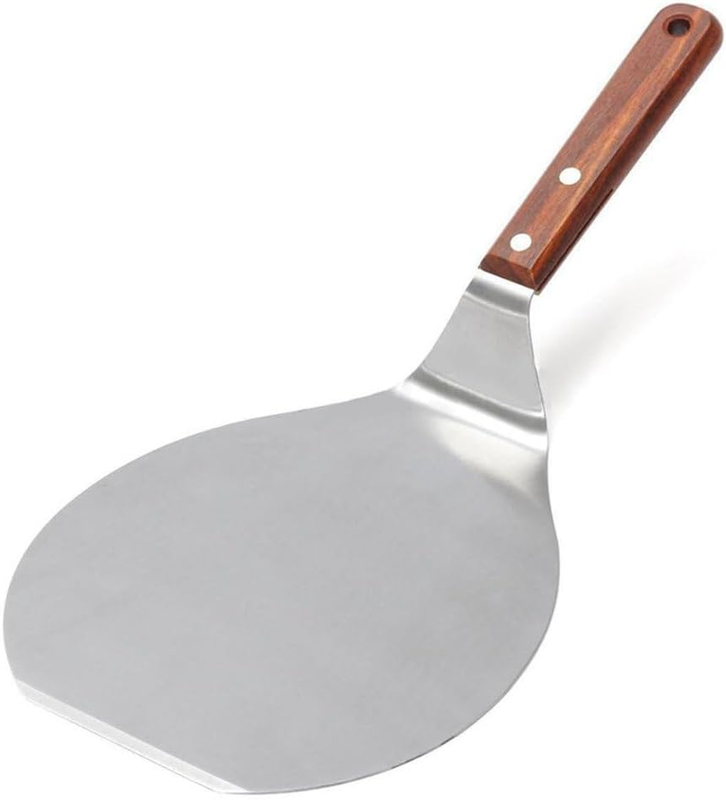 IUAQDP Stainless Steel Pizza Spatula Peel Shovel Cake Lifter Wood Handle Plate H
