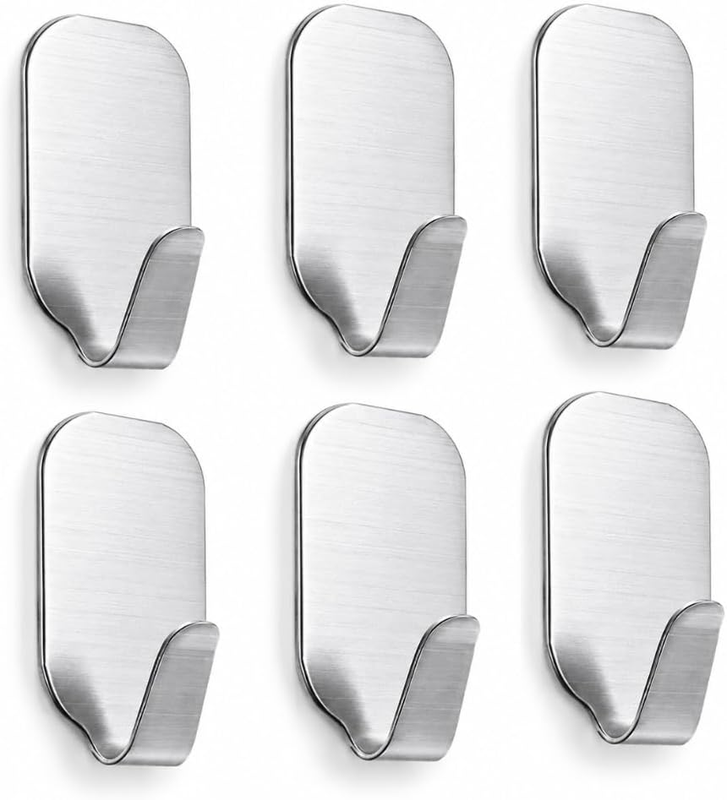 Hangers without Nails Small Sticky Hooks for Hanging, 6 Pcs Extra Strong Self Ad