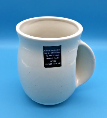 Dwell Studio Cream Speck NEW Hand Warmer 16oz COFFEE MUG/CUP (Pocket Handle)