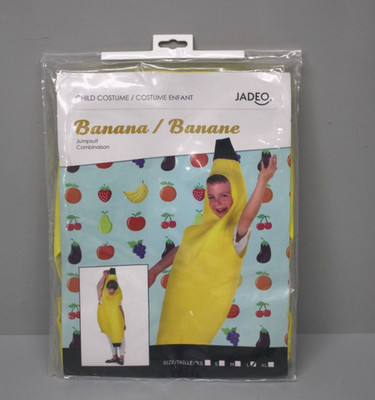 Jadeo Bananen-Kostüm für Kinder, Karneval/Halloween Unisex Gr. L  Gelb/Schwarz