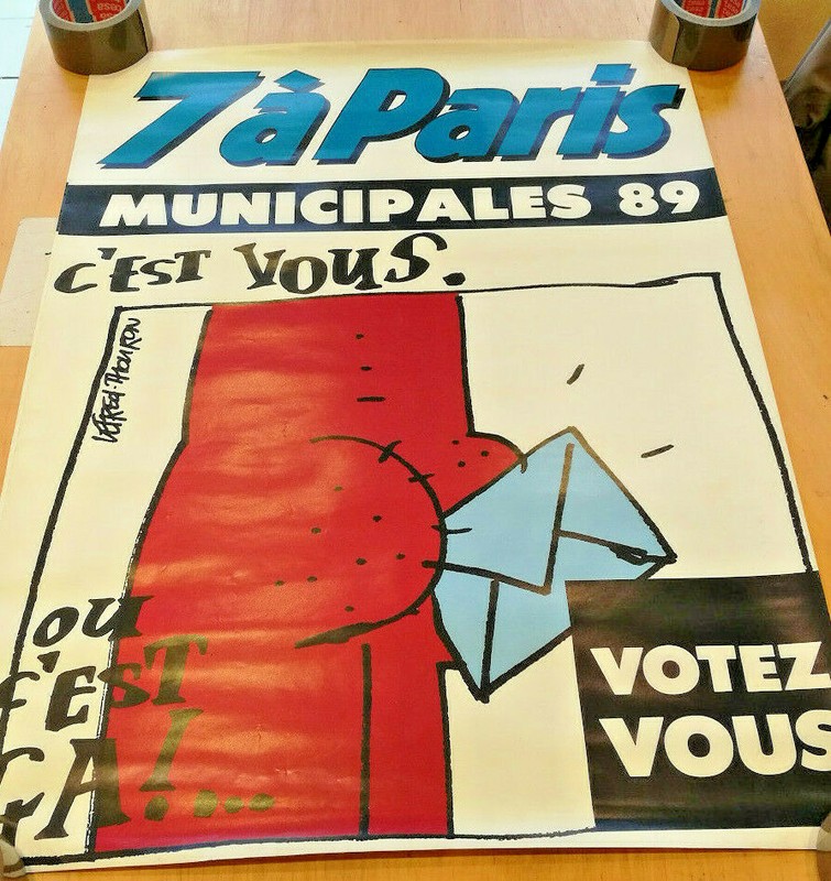 Affiche 7 A Paris Municipales De 1989 Illustre Par Lefred Thouron