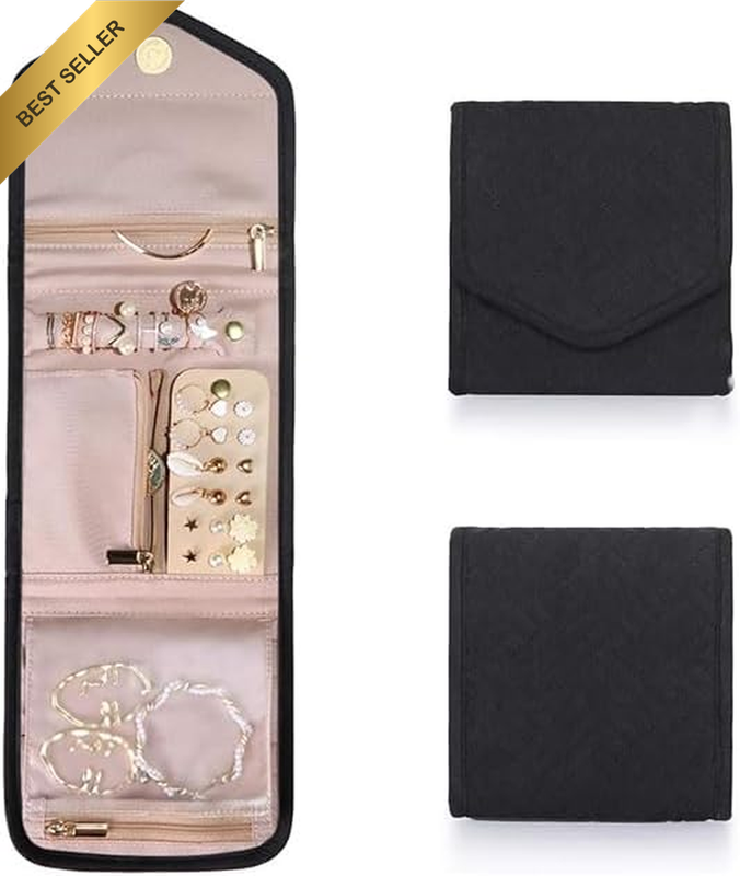 Foldable Mini Travel Jewelry Roll Case For Rings Necklaces