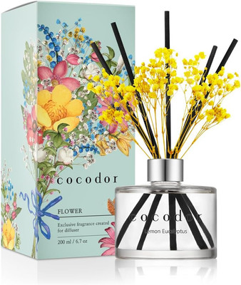 COCODOR Flower Reed Diffuser Set / 6.7Oz / Lemon Eucalyptus/Scent Diffuser with 