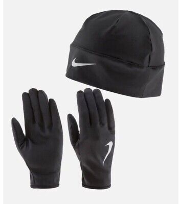 NEW NIKE Dry Men s Lightweight Running Hat and Glove Set Size L/XL Black
