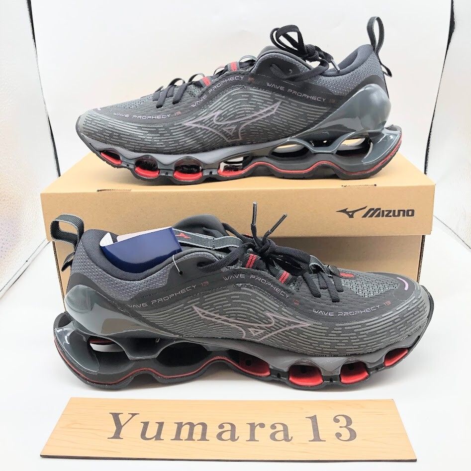 Pre-owned Mizuno Wave Prophecy 13 Running Dark Gray J1gc2400 52 Men's Size