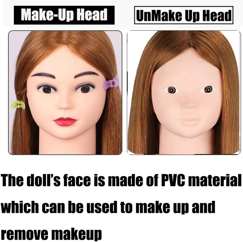 Mannequin Head with Human Hair, 23inch 80% Real Human Hair Cosmetology Mannequin