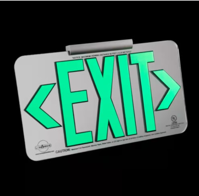 Mirrored 50' Visibility 5 fc Rated Energy-Free UL924 Emergency Exit Sign