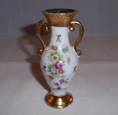 Miniature Floral Decorated Vase and Pitcher Japan