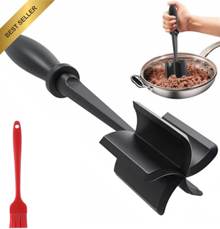 Meat Chopper Heat Resistant Nylon Ground Beef Potato Masher Tool with Fork