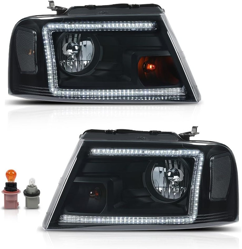 Left Right LED DRL Headlights for 2004-2008 Ford F150 2006-2008 Lincoln Mark LT