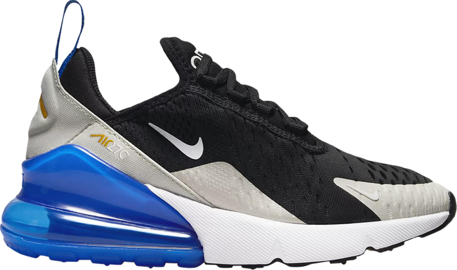 

Nike Air Max 270 GS Black Game Royal Blue White 943345-050 5,5 лет, женские 7, Черный, Nike Air Max 270