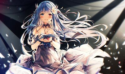 Anime girls kyokko998 ibuki azur lane dress blue hair playmat gaming mat