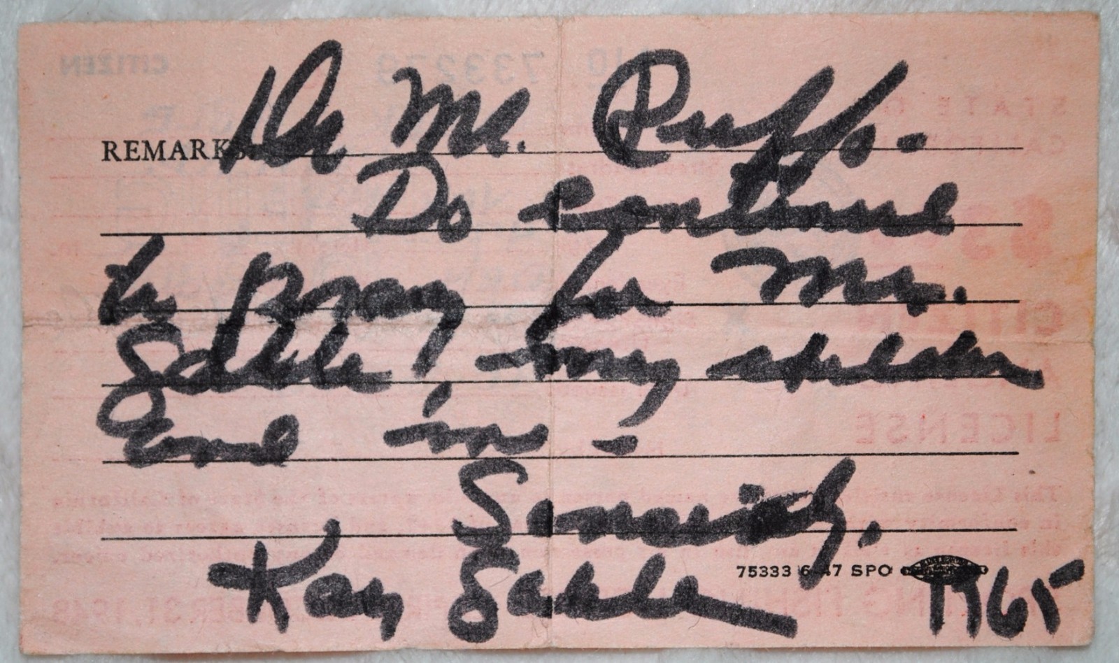 CLARK GABLE SIGNED TWICE FISHING LICENSE 1948, Authenticated Kay Williams Gable