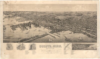A4 Reprint of American Cities Towns States Map Duluth Minnesota