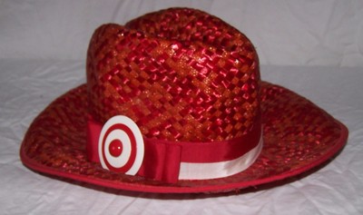 6198 VINTAGE Ladies WILMINE Red Straw Wide Brim Hat SUPER RARE Target USA Union#