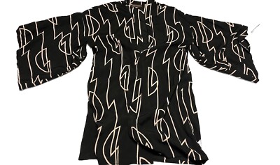Bel Kazan Anthropologie Kimono Duster Sweater Cardigan Black Creme S/M Preowned