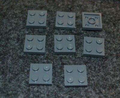 (8) 2x2 Dark Gray Plate Bricks ~ Lego ~ NEW ~ Castle / Star Wars