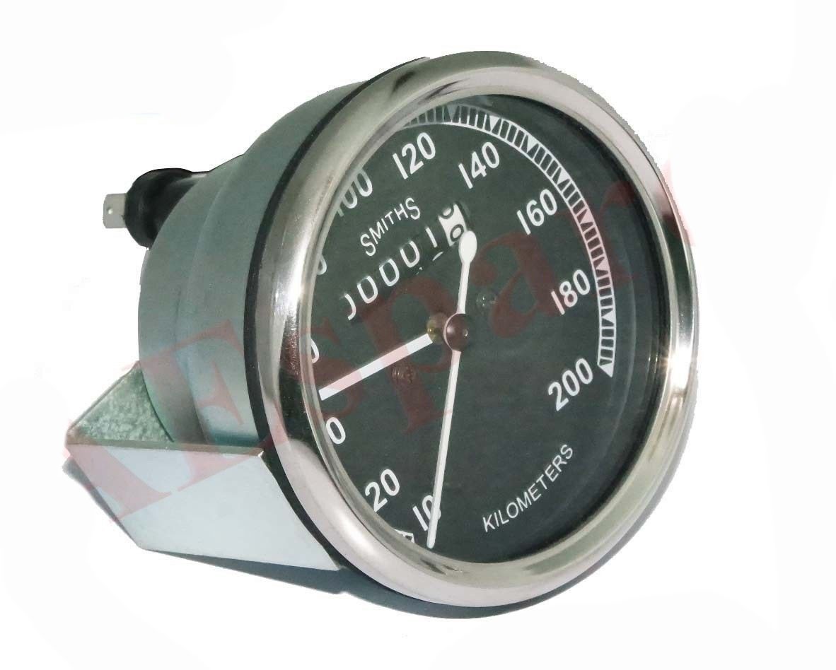 Replica Smiths Speedo 0-200 Kmph Black Faced Fits Norton BSA Triumph Royal Enfield