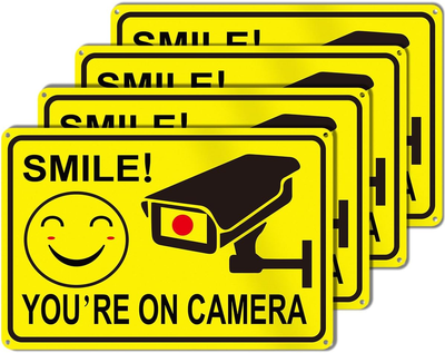 4-Pack Smile You're On Camera Signs 8
