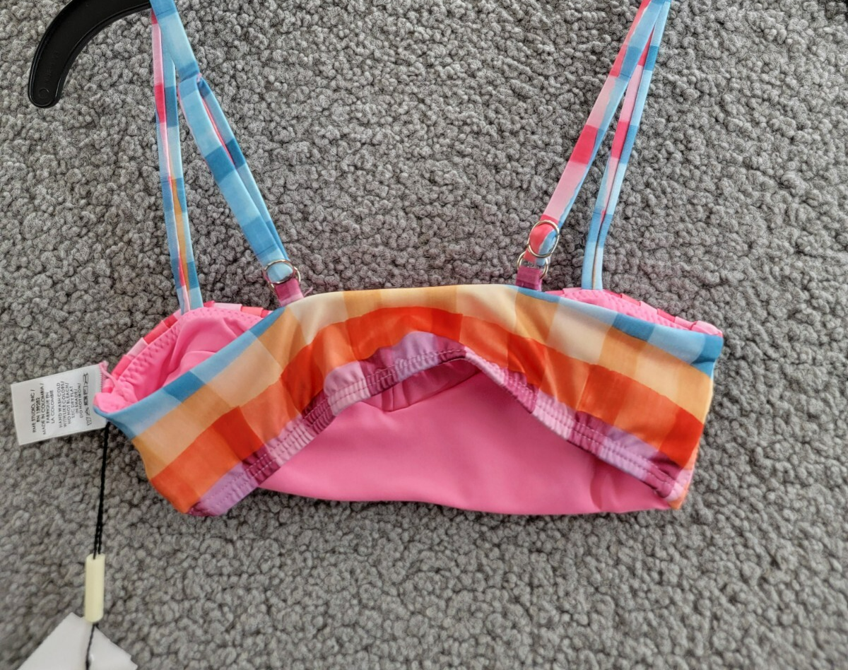 Peixoto Emmy Two Piece Swim Suit Girls' 8 Multi Check Adjustable Straps Pullover - Picture 9 of 23