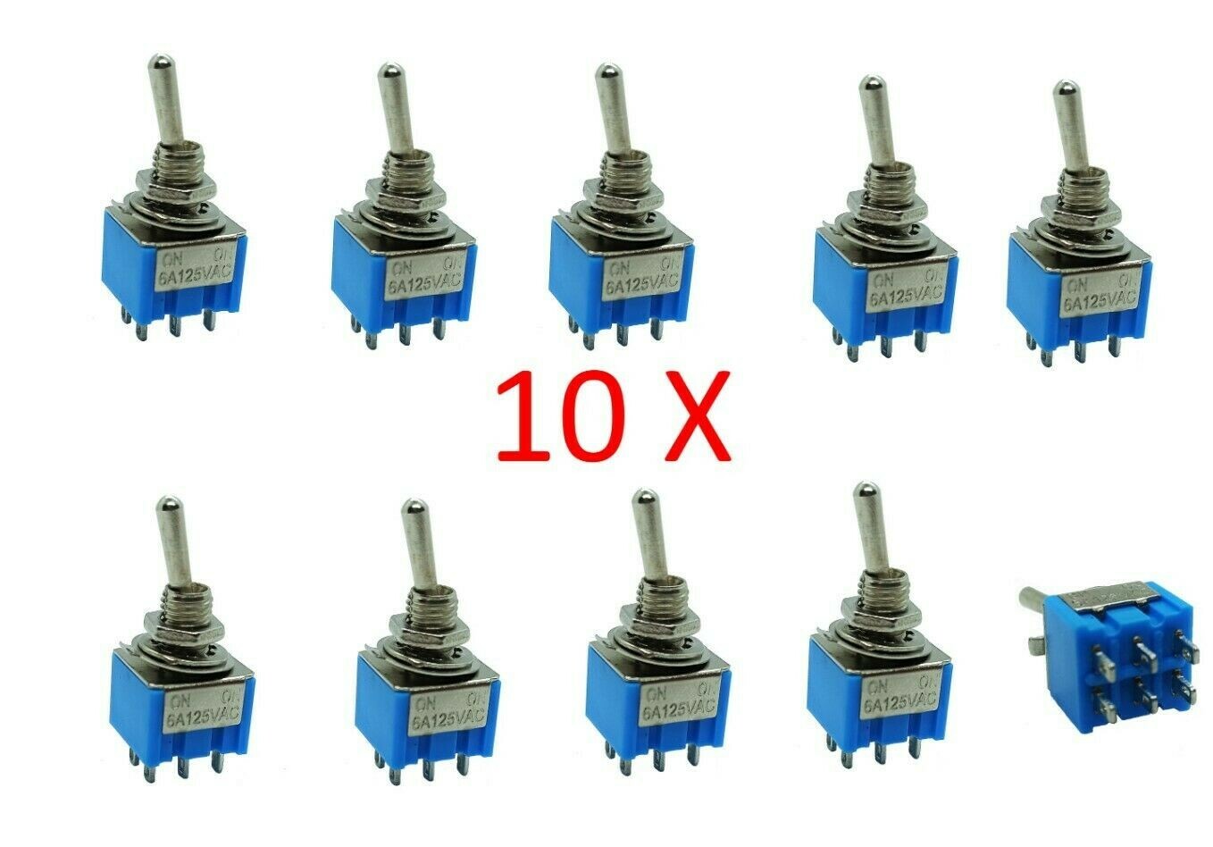 10 x Kippschalter 2 Pol Wechselschalter DPDT Umschalter 6mm 12V 24V 6A EIN/EIN