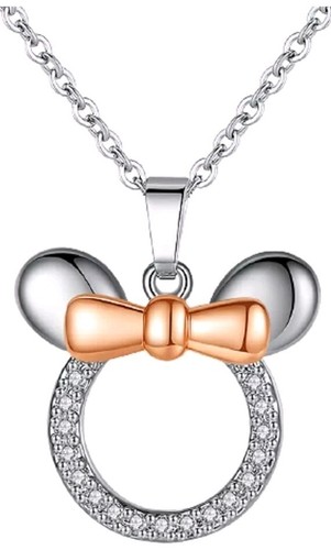  Minnie Mouse Fashion Pendant Necklace 14k Two Tone - 1/10 CT Cubic Zirconia