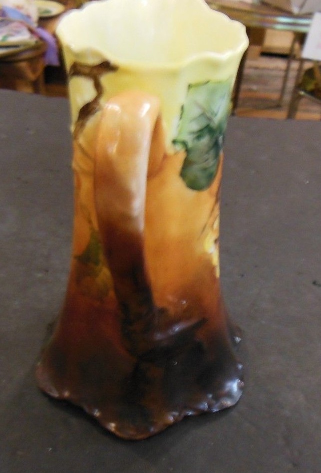 Antique Haviland Limoges pitcher, Hand painted grapes. Dated 1901