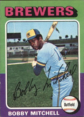 1975 Topps Mini Milwaukee Brewers Baseball Card #468 Bobby Mitchell - NM