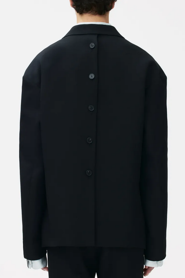 Pre-owned H&m Rokh Button-detail Wool Blazer For Men (black)