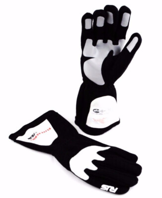 RJS RACING SFI 3.3/5 ELITE DRIVING RACING GLOVES BLACK SIZE LARGE 600080120