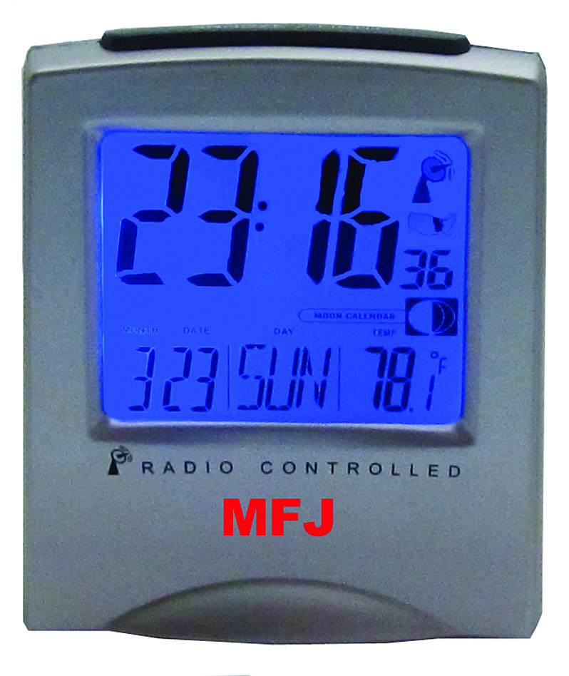 MFJ-122RC, CLOCK, ATOMIC, MOON PHASE, 12/24 HR